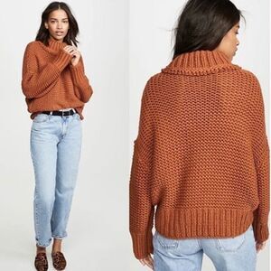 Free People Warm Brown Cowl Neck Sweater